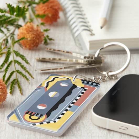  kunst Deco Pochoir Jazz Geometrische patronen Sleutelhanger (Voorkant Rechts)