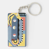  kunst Deco Pochoir Jazz Geometrische patronen Sleutelhanger (achterkant)