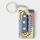  kunst Deco Pochoir Jazz Geometrische patronen Sleutelhanger (Voorkant)