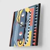  kunst Deco Pochoir Jazz Geometrische patronen Vierkante Klok (Hoek)