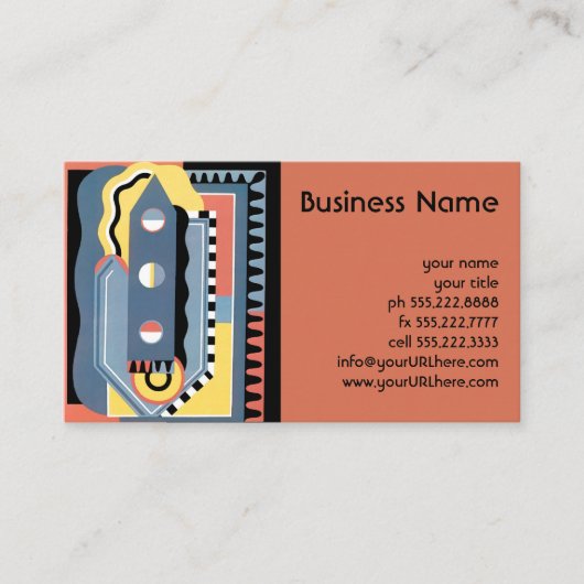  kunst Deco Pochoir Jazz Geometrische patronen Visitekaartje (Voorkant)