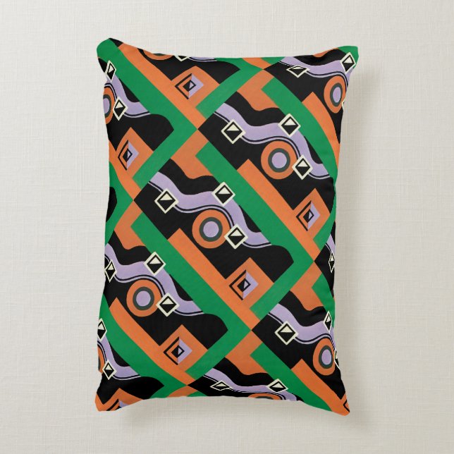  Kunst Deco Pochoir Jazz Illustratiepatroon Accent Kussen (Achterkant (Verticaal))