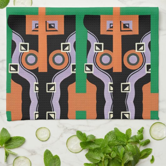  Kunst Deco Pochoir Jazz Illustratiepatroon Theedoek (Gevouwen)