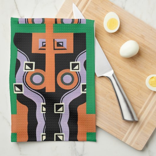  Kunst Deco Pochoir Jazz Illustratiepatroon Theedoek (Quarter Fold)