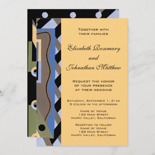  kunst Deco Pochoir Jazz Pattern Wedding Kaart (Voorkant / Achterkant)