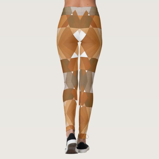  kunst Deco Pochoir Jazz Tan Geometric Shapes Leggings (Achterkant)