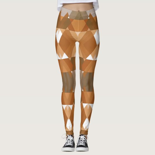 kunst Deco Pochoir Jazz Tan Geometric Shapes Leggings (Voorkant)