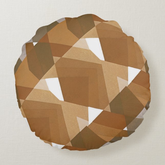  kunst Deco Pochoir Jazz Tan Geometric Shapes Rond Kussen (Achterkant)