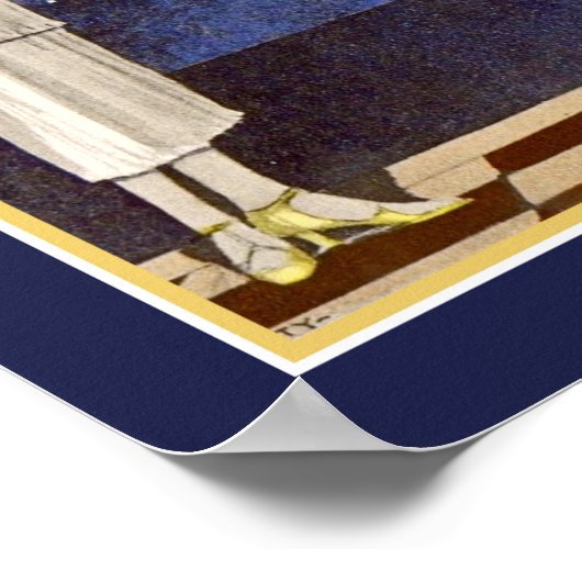 Kunst Deco Pochoir uit 1920 "Two Doves" Poster (Hoek)