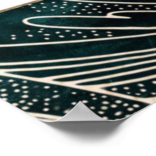 Kunst deco poster Emerald green en goud (Hoek)