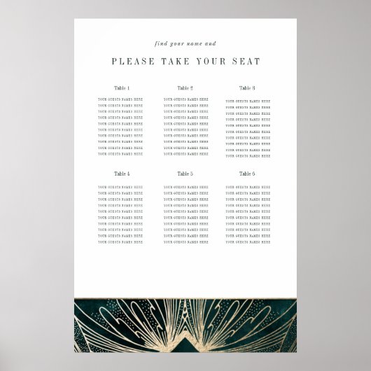 Kunst deco poster Emerald green en goud (Voorkant)