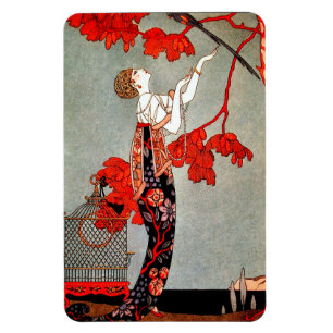  Kunst Deco Red Flowers Magnet Magneet