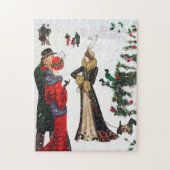 Kunst deco retro  kerstfeestdag legpuzzel (Verticaal)