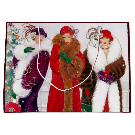 Kunst deco retro met kerst groot cadeauzakje