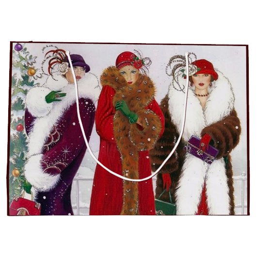 Kunst deco retro met kerst groot cadeauzakje (Achterkant)