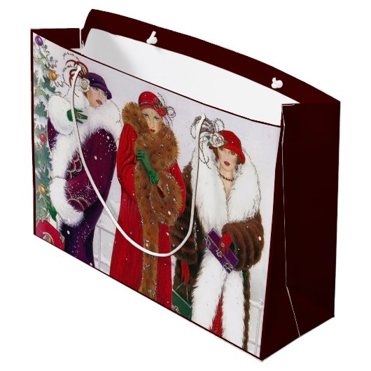 Kunst deco retro met kerst groot cadeauzakje (Achterkant Gekanteld)