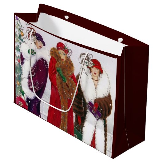 Kunst deco retro met kerst groot cadeauzakje (Voorkant Gekanteld)