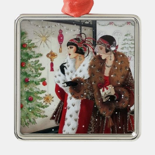 Kunst deco retro met kerst metalen ornament (Voorkant)