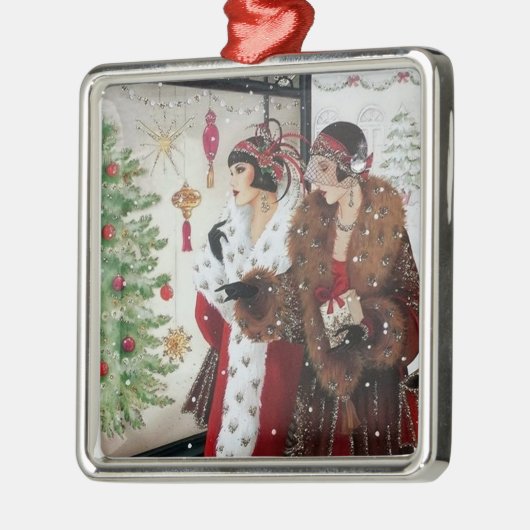 Kunst deco retro met kerst metalen ornament (Links)