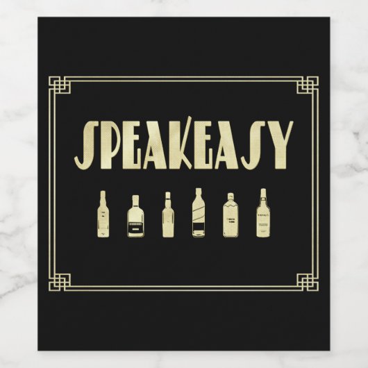 Kunst deco roaring 20: een heel makkelijk verbod wijn etiket (Enkel label)