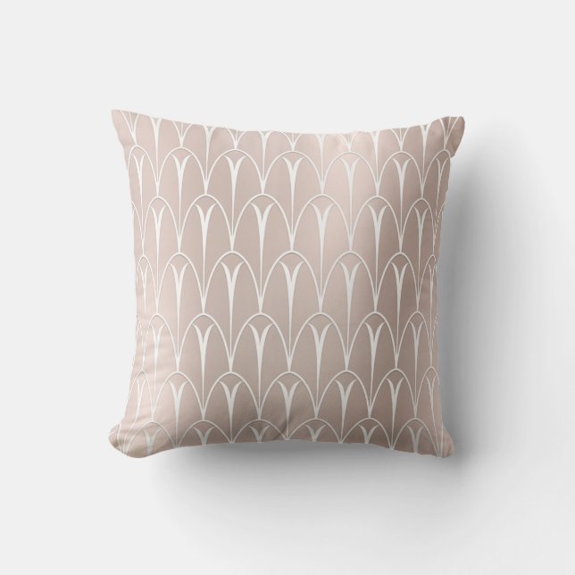 Kunst Deco Roze Blush White Delicate Geometry Scal Kussen (Voorkant)