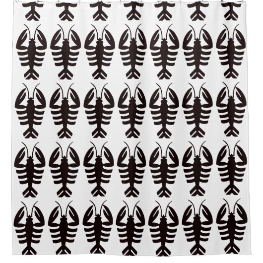 Kunst Deco Seafood, Lobster in het zwart Douchegordijn (Voorkant)