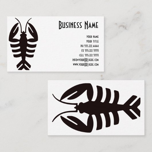  Kunst Deco Seafood, Lobster in het zwart Visitekaartje (Voorkant / Achterkant)
