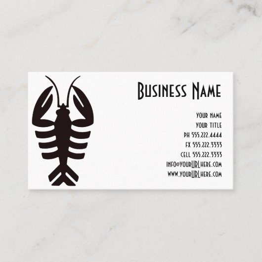  Kunst Deco Seafood, Lobster in het zwart Visitekaartje (Voorkant)