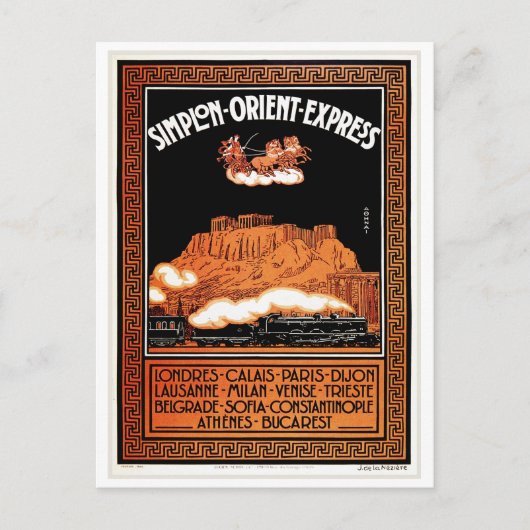 Kunst deco Simplon Orient Express Athene Briefkaart (Voorkant)