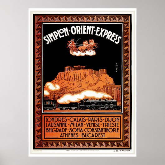 Kunst deco Simplon Orient Express Athene Poster (Voorkant)