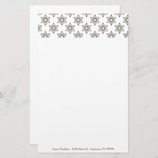 Kunst Deco Stars Persoonlijke schrijfbenodigdheden Briefpapier (Voorkant / Achterkant)