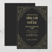 Kunst Deco Style van 1920 elegante woedende bruilo Kaart (Voorkant / Achterkant)