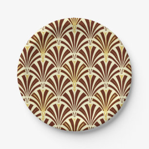 Kunst Deco ventilatorpatroon - chocolade op room Papieren Bordje
