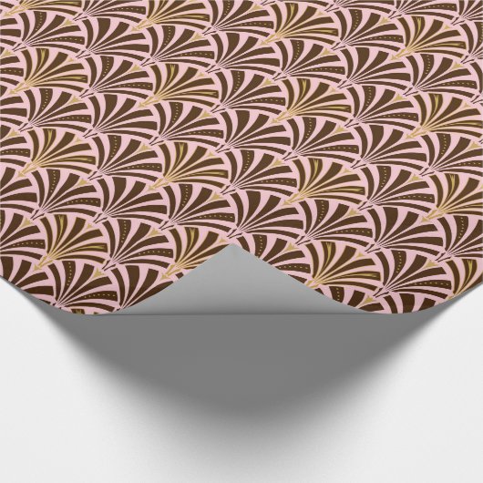 Kunst Deco ventilatorpatroon - chocolade op roze Cadeaupapier (Hoek)