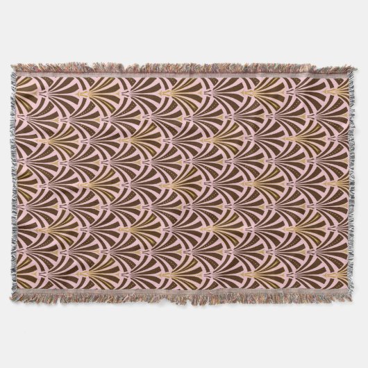 Kunst Deco ventilatorpatroon - chocolade op roze Deken (Voorkant)