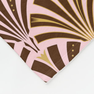 Kunst Deco ventilatorpatroon - chocolade op roze Fleece Deken