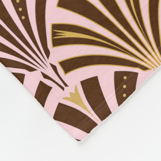 Kunst Deco ventilatorpatroon - chocolade op roze Fleece Deken (Hoek)