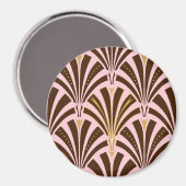 Kunst Deco ventilatorpatroon - chocolade op roze Magneet (Voorkant / Achterkant)