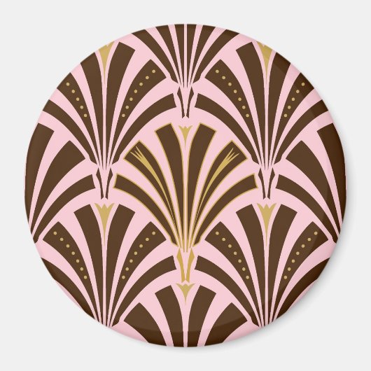 Kunst Deco ventilatorpatroon - chocolade op roze Magneet (Voorkant)
