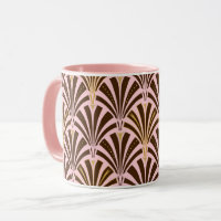 Kunst Deco ventilatorpatroon - chocolade op roze