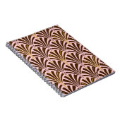 Kunst Deco ventilatorpatroon - chocolade op roze Notitieboek (Rechterzijde)