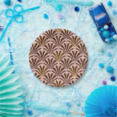Kunst Deco ventilatorpatroon - chocolade op roze Papieren Bordje (Feest)