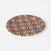 Kunst Deco ventilatorpatroon - chocolade op roze Papieren Bordje (Gekanteld)