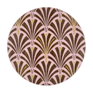 Kunst Deco ventilatorpatroon - chocolade op roze Snijplank