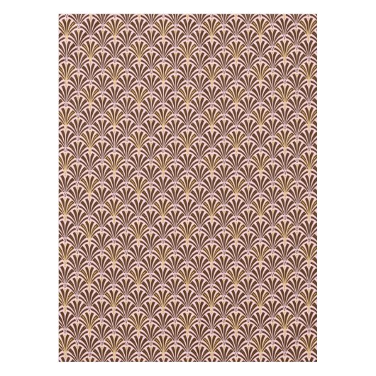Kunst Deco ventilatorpatroon - chocolade op roze Tafelkleed (Voorkant)