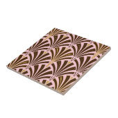 Kunst Deco ventilatorpatroon - chocolade op roze Tegeltje (Zijkant)
