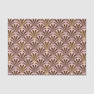 Kunst Deco ventilatorpatroon - chocolade op roze Tissuepapier