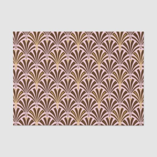 Kunst Deco ventilatorpatroon - chocolade op roze Tissuepapier (Voorkant)