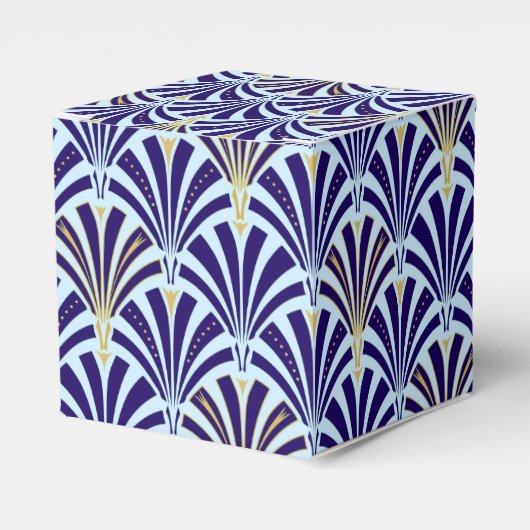 Kunst Deco-ventilatorpatroon - kobalt en hemelblau Bedankdoosjes (Voorkant Zijde)