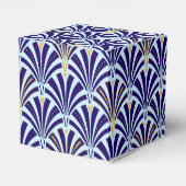 Kunst Deco-ventilatorpatroon - kobalt en hemelblau Bedankdoosjes (Achterkant)